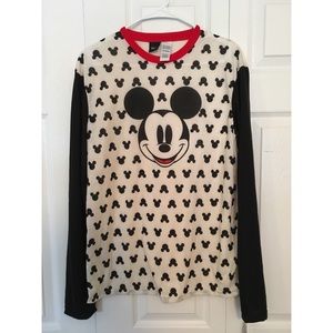 Mickey Mouse Polka Dot Long Sleeve Pajama Shirt M